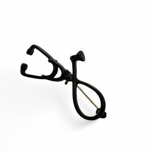 Black Medical Stethoscope Unisex Brooch Pin NEW